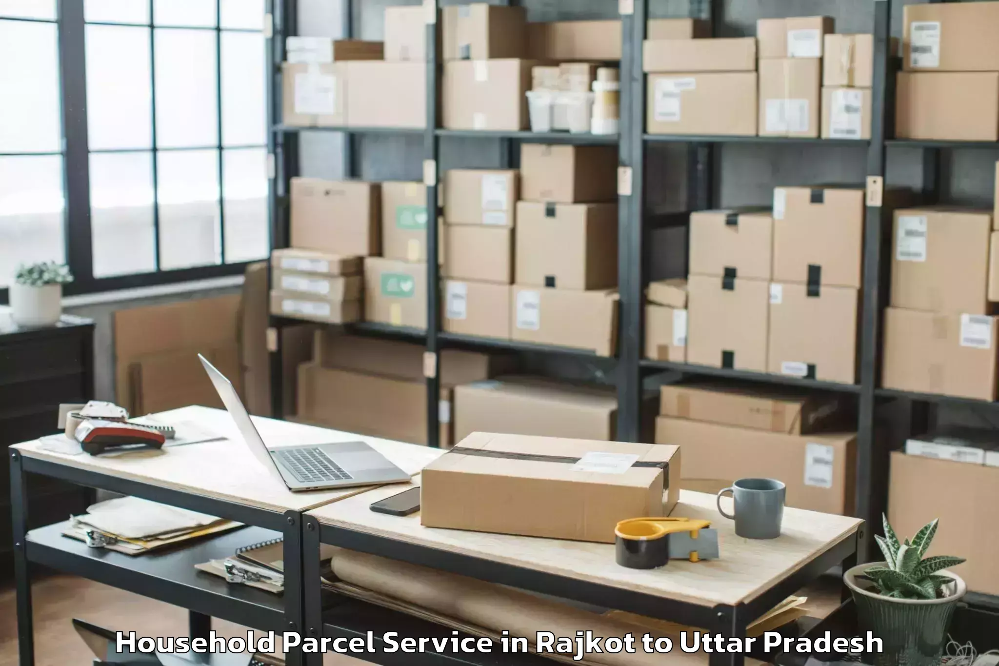 Reliable Rajkot to Manjhanpur Household Parcel